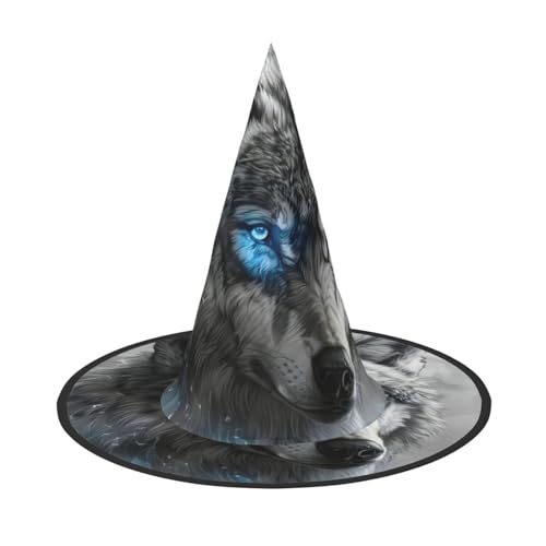 VPPUR Blaue Augen Wolf Druck Zauberer Hut Erwachsene Karneval Halloween Hut Party Zubehör Mottopartys Cosplay VPPUR Blaue Augen Wolf Druck Zauberer Hut Erwachsene Karneval Halloween Hut Party Zubehör Mottopartys Cosplay von VPPUR