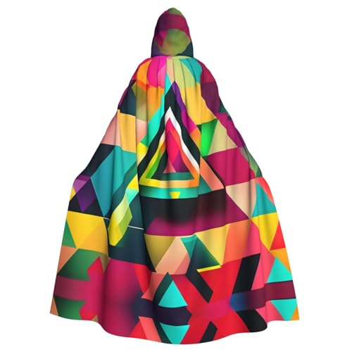 VPPUR Buntes Dreiecksmuster-Druck, volle Länge, mit Kapuze, Unisex, Umhang für Halloween, Cosplay und Mittelalter-Festivals von VPPUR