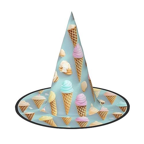 VPPUR Eiscreme und Waffelmuster Druck Zauberer Hut Erwachsene Karneval Halloween Hut Party Zubehör Mottopartys Cosplay von VPPUR