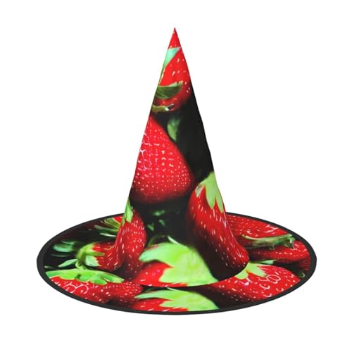 VPPUR Erdbeermuster Druck Zauberer Hut Erwachsene Karneval Halloween Hut Party Zubehör Mottopartys Cosplay von VPPUR