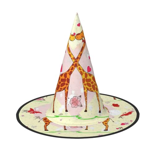 VPPUR Giraffe Herz Blume Schmetterling Druck Zauberer Hut Erwachsene Karneval Halloween Hut Party Zubehör Mottopartys Cosplay von VPPUR