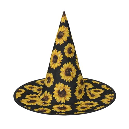 VPPUR Goldener Sonnenblumen-Druck, Zaubererhut, Erwachsene, Karneval, Halloween, Partyzubehör, Mottopartys, Cosplay VPPUR Goldener Sonnenblumen-Druck, Zaubererhut, Erwachsene, Karneval, Halloween, Partyzubehör, Mottopartys, Cosplay von VPPUR