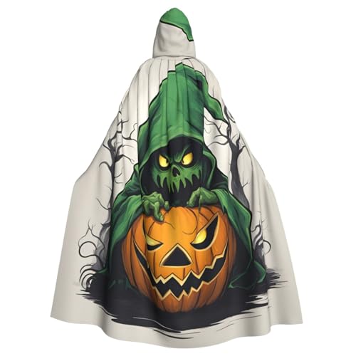 VPPUR Grüner Geist Horror Halloween Kürbis 1 Druck Kapuze Grace Umhang für Damen Herren Halloween Cosplay Karneval Partys Themenveranstaltungen von VPPUR