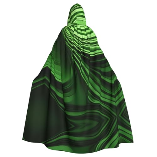 VPPUR Grüner Kurven-Texturdruck, volle Länge, mit Kapuze, Unisex, Umhang für Halloween, Cosplay und Mittelalter-Festivals von VPPUR