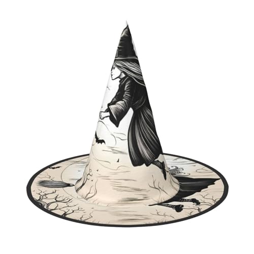 VPPUR Halloween Hexe fliegend Druck Zauberer Hut Erwachsene Karneval Halloween Hut Party Zubehör Mottopartys Cosplay von VPPUR