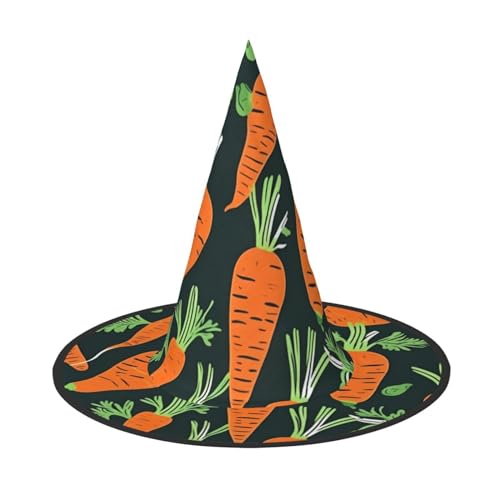 VPPUR Happy Carrot Seamless Pattern Print Zauberer Hut Erwachsene Karneval Halloween Hut Party Zubehör Mottopartys Cosplay von VPPUR