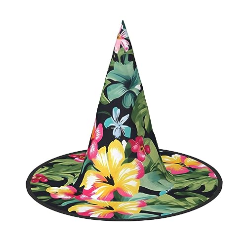 VPPUR Hawaiianischer Blumendruck Zauberer Hut Erwachsene Karneval Halloween Hut Party Zubehör Mottopartys Cosplay von VPPUR