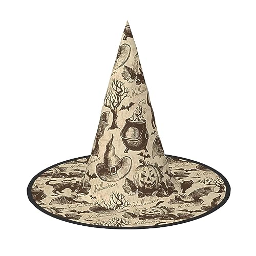 VPPUR Hexenhut Druck Zauberer Hut Erwachsene Karneval Halloween Hut Party Zubehör Mottopartys Cosplay von VPPUR
