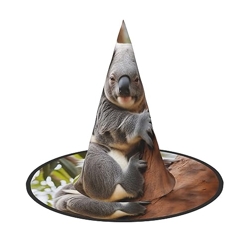 VPPUR Hugging Tree Koala 1 Druck Zauberer Hut Erwachsene Karneval Halloween Hut Party Zubehör Mottopartys Cosplay von VPPUR