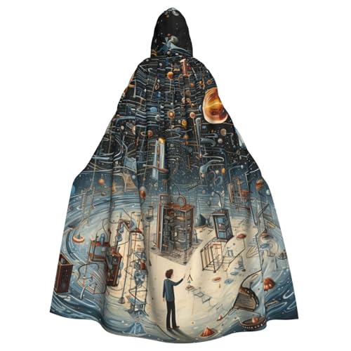 VPPUR Kapuzenumhang mit Physik-Druck, Unisex, für Halloween, Cosplay und Mittelalter-Festivals von VPPUR