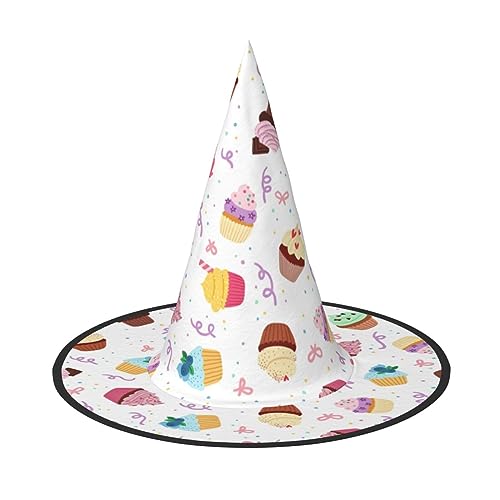 VPPUR Köstliche Cupcakes Druck Zauberer Hut Erwachsene Karneval Halloween Hut Party Zubehör Mottopartys Cosplay von VPPUR