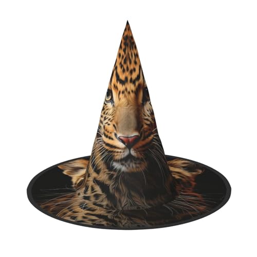 VPPUR Leopardenmuster Druck Zauberer Hut Erwachsene Karneval Halloween Hut Party Zubehör Mottopartys Cosplay von VPPUR