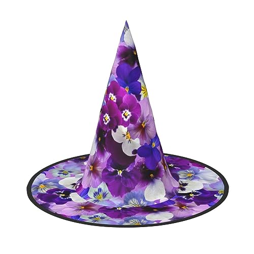 VPPUR Lila Blumendruck Zauberer Hut Erwachsene Karneval Halloween Hut Party Zubehör Mottopartys Cosplay von VPPUR