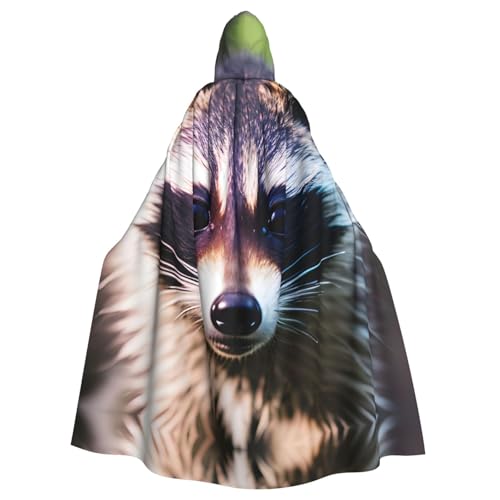 VPPUR Little Raccoon Face 1 Print Hooded Grace Cloak For Women Men Halloween Cosplay Carnival Parties Themed Events von VPPUR