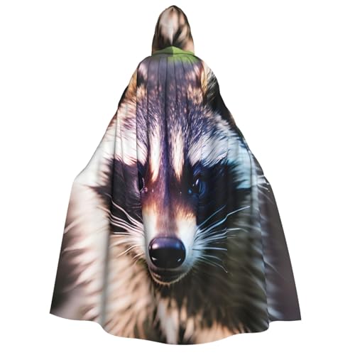 VPPUR Little Raccoon Face 1 Print Magic Hooded Cloak Cape With Uni Robe For Maskerade Parties Carnival Decor von VPPUR
