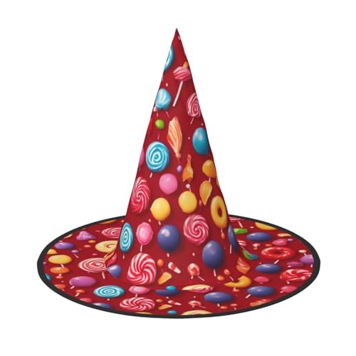VPPUR Lollipop Print Zauberer Hut Erwachsene Karneval Halloween Hut Party Zubehör Mottopartys Cosplay von VPPUR