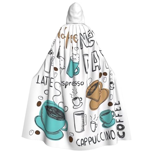 VPPUR Magischer Cape mit Kapuze und köstlichem Kaffeedruck, Uni, für Maskenpartys, Karnevalsdekoration VPPUR Magischer Cape mit Kapuze und köstlichem Kaffeedruck, Uni, für Maskenpartys, Karnevalsdekoration von VPPUR