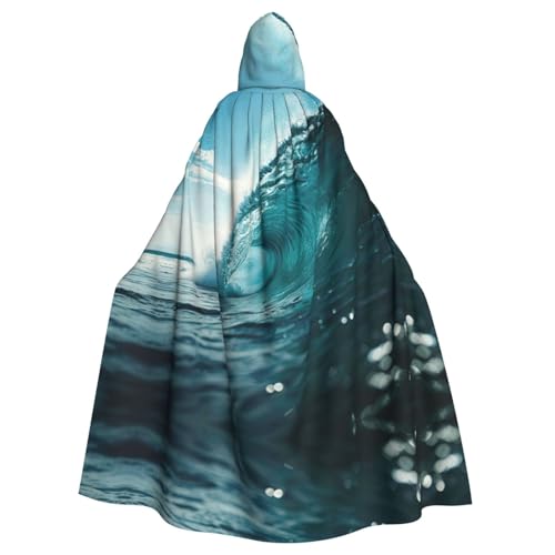VPPUR Ocean Green Wave Surf Print Full Length Hooded Unisex Cloak For Halloween Cosplay And Medieval Festivals von VPPUR