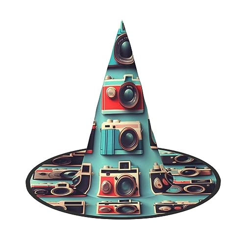 VPPUR Retro Coole Kamera Sammlung Druck Zauberer Hut Erwachsene Karneval Halloween Hut Party Zubehör Mottopartys Cosplay von VPPUR