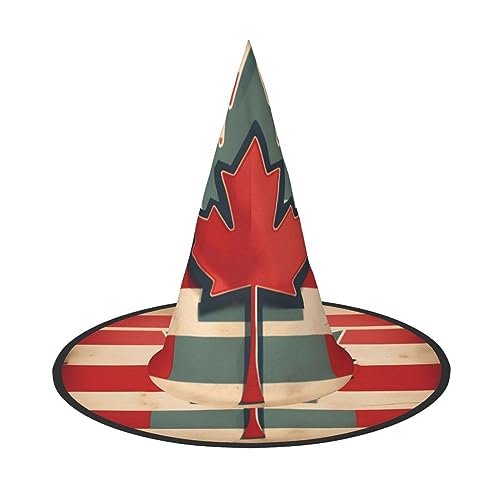 VPPUR Retro Kanada Flagge Muster Druck Zauberer Hut Erwachsene Karneval Halloween Hut Party Zubehör Mottopartys Cosplay von VPPUR