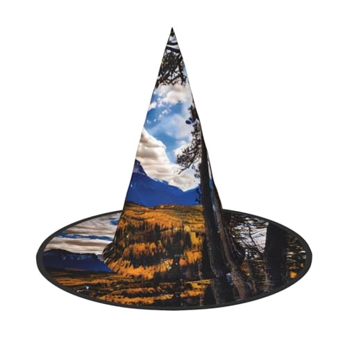 VPPUR Rocky Mountain Range Print Zauberer Hut Erwachsene Karneval Halloween Hut Party Zubehör Mottopartys Cosplay von VPPUR