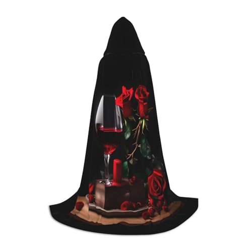 VPPUR Rote Rose und Wein, romantischer Liebes-Dekor-Druck, Uni, Kapuzenumhang für Karneval, Mottoparty, Dekoration, Hexenkostüm, Cosplay VPPUR Rote Rose und Wein, romantischer Liebes-Dekor-Druck, Uni, Kapuzenumhang für Karneval, Mottoparty, Dekoration, Hexenkostüm, Cosplay von VPPUR