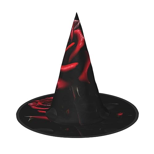 VPPUR Rote und Rosen Druck Zauberer Hut Erwachsene Karneval Halloween Hut Party Zubehör Mottopartys Cosplay von VPPUR