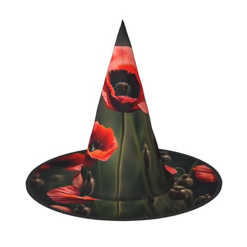 VPPUR Roter Mohnblumen-Druck, Zaubererhut, Erwachsene, Karneval, Halloween, Partyzubehör, Mottopartys, Cosplay VPPUR Roter Mohnblumen-Druck, Zaubererhut, Erwachsene, Karneval, Halloween, Partyzubehör, Mottopartys, Cosplay von VPPUR