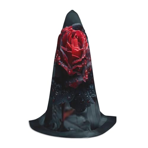 VPPUR Roter und schwarzer Rosen-Druck, Uni, Kapuzenumhang für Karneval, Mottoparty, Dekoration, Hexenkostüm, Cosplay VPPUR Roter und schwarzer Rosen-Druck, Uni, Kapuzenumhang für Karneval, Mottoparty, Dekoration, Hexenkostüm, Cosplay von VPPUR