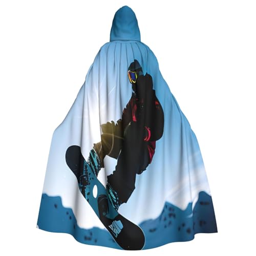 VPPUR Snowboard-Bild-Druck, volle Länge, mit Kapuze, Unisex, Umhang für Halloween, Cosplay und Mittelalter-Festivals von VPPUR