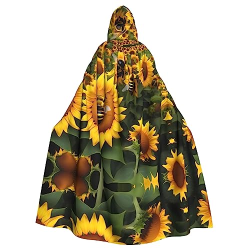 VPPUR Sonnenblumen-Umhang mit Bienen-Druck, mit Kapuze, für Damen und Herren, Halloween, Cosplay, Karneval, Partys, Themenveranstaltungen VPPUR Sonnenblumen-Umhang mit Bienen-Druck, mit Kapuze, für Damen und Herren, Halloween, Cosplay, Karneval, Partys, Themenveranstaltungen von VPPUR