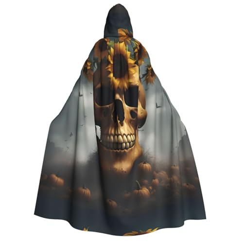 VPPUR Sonnenblumen-Umhang mit Halloween-Totenkopf-Druck, magischer Kapuzenumhang mit Uni-Bademantel für Maskerade-Partys, Karnevals-Dekoration VPPUR Sonnenblumen-Umhang mit Halloween-Totenkopf-Druck, magischer Kapuzenumhang mit Uni-Bademantel für Maskerade-Partys, Karnevals-Dekoration von VPPUR