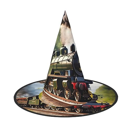 VPPUR Steam Little Train Print Zauberer Hut Erwachsene Karneval Halloween Hut Party Zubehör Mottopartys Cosplay von VPPUR