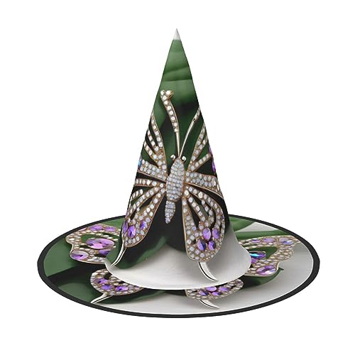 VPPUR Strass Schmetterling Druck Zauberer Hut Erwachsene Karneval Halloween Hut Party Zubehör Mottopartys Cosplay von VPPUR