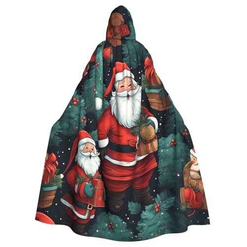 VPPUR Süßer Weihnachtsmann-Aufdruck, volle Länge, mit Kapuze, Unisex, Umhang für Halloween, Cosplay und Mittelalter-Festivals von VPPUR