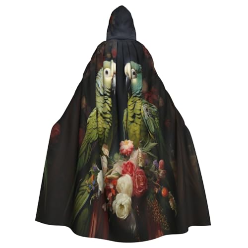 VPPUR Umhang mit Kapuze für Paare, Papageien, Olivendruck, volle Länge, Unisex, für Halloween, Cosplay und Mittelalter-Festivals von VPPUR