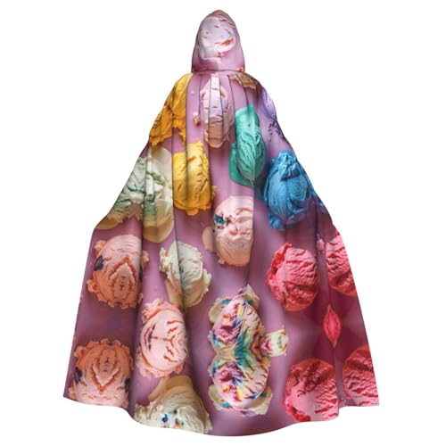 VPPUR Umhang mit Kapuze in vielen Farben, Eiscreme-Druck, Unisex, für Halloween, Cosplay und Mittelalter-Festivals von VPPUR