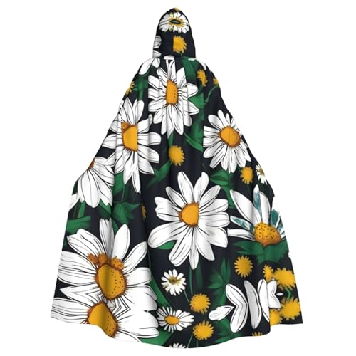 VPPUR Umhang mit Kapuze und Blumenmuster und Gänseblümchen, Unisex, für Halloween, Cosplay und Mittelalter-Festivals von VPPUR