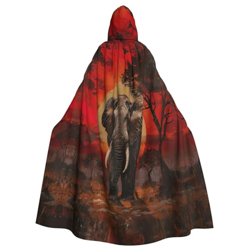 VPPUR Umhang mit Kapuze und Elefanten-Sonnenuntergang, Unisex, für Halloween, Cosplay und Mittelalter-Festivals von VPPUR
