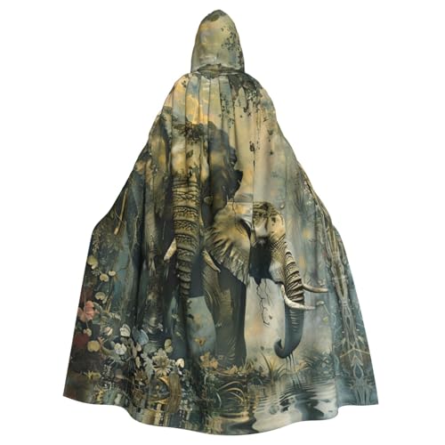 VPPUR Umhang mit Kapuze und Elefantenmotiv, Unisex, für Halloween, Cosplay und Mittelalter-Festivals VPPUR Umhang mit Kapuze und Elefantenmotiv, Unisex, für Halloween, Cosplay und Mittelalter-Festivals von VPPUR
