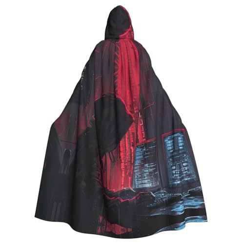VPPUR Umhang mit Kapuze und Hacker-Angriffsdruck, Unisex, für Halloween, Cosplay und Mittelalter-Festivals von VPPUR