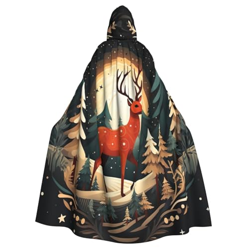 VPPUR Umhang mit Kapuze und Hirschmotiv, Unisex, für Halloween, Cosplay und Mittelalter-Festivals von VPPUR