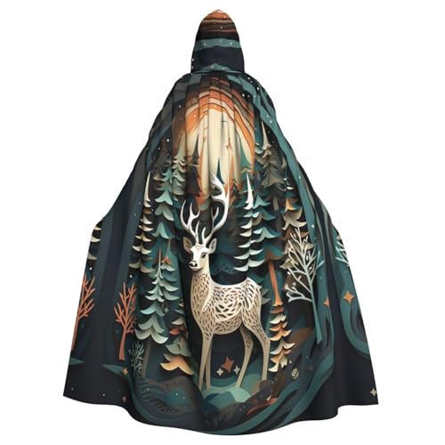 VPPUR Umhang mit Kapuze und Hirschmotiv, Unisex, für Halloween, Cosplay und Mittelalter-Festivals von VPPUR