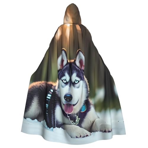 VPPUR Umhang mit Kapuze und Husky-Hundemotiv, Unisex, für Halloween, Cosplay und Mittelalter-Festivals von VPPUR