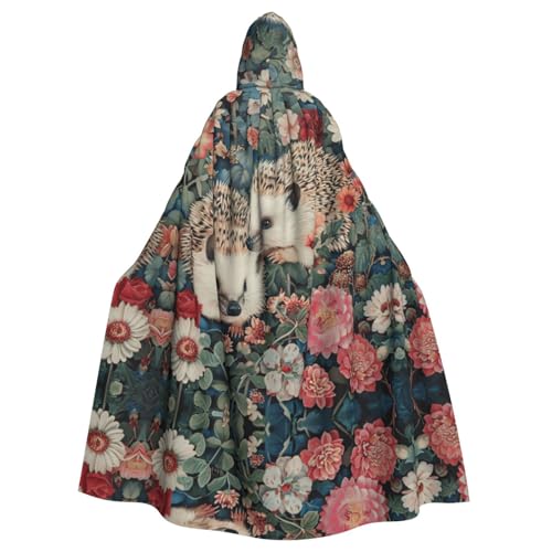 VPPUR Umhang mit Kapuze und floralem Igel-Druck, für Halloween, Cosplay und Mittelalter-Festivals VPPUR Umhang mit Kapuze und floralem Igel-Druck, für Halloween, Cosplay und Mittelalter-Festivals von VPPUR
