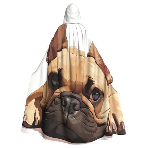 VPPUR Umhang mit Kapuze und französischer Bulldogge, Unisex, für Halloween, Cosplay und Mittelalter-Festivals von VPPUR