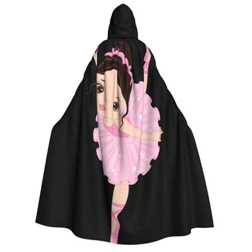 VPPUR Umhang mit Kapuze und tanzendem Mädchen, Motiv: kleine Ballerina, mit Uni-Bademantel für Maskerade-Partys, Karnevalsdekoration von VPPUR