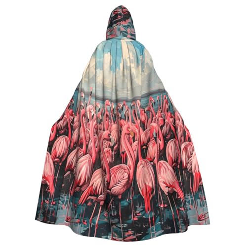 VPPUR Unisex-Umhang mit Flamingo-Druck, mit Kapuze, für Halloween, Cosplay und Mittelalter-Festivals von VPPUR