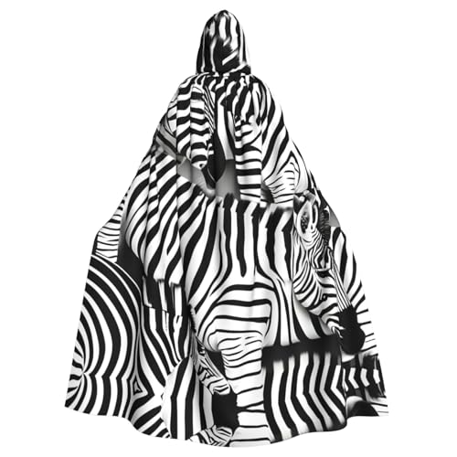 VPPUR Unisex-Umhang mit Kapuze und Zebramuster, für Halloween, Cosplay und Mittelalter-Festivals von VPPUR