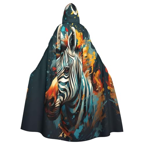 VPPUR Unisex Umhang mit Kapuze und abstraktem Tier-Zebramuster, für Halloween, Cosplay und Mittelalter-Festivals VPPUR Unisex Umhang mit Kapuze und abstraktem Tier-Zebramuster, für Halloween, Cosplay und Mittelalter-Festivals von VPPUR